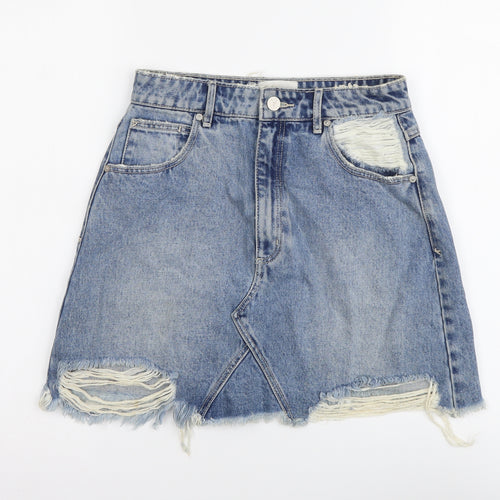 Abrand Jeans Womens Blue Cotton Mini Skirt Size 8 Button