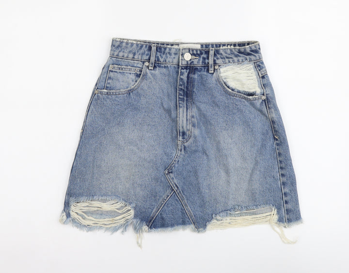 Abrand Jeans Womens Blue Cotton Mini Skirt Size 8 Button