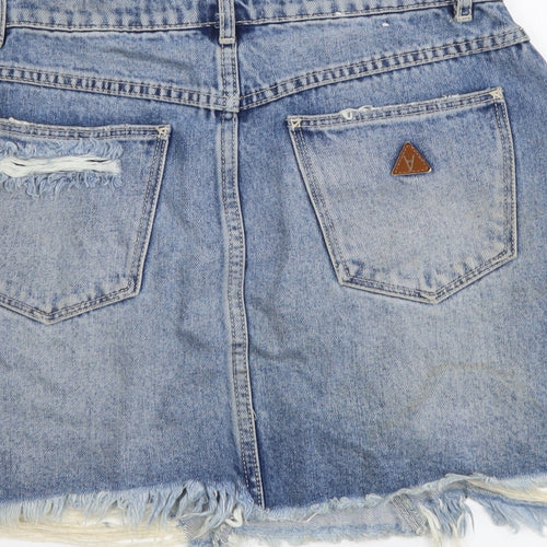 Abrand Jeans Womens Blue Cotton Mini Skirt Size 8 Button