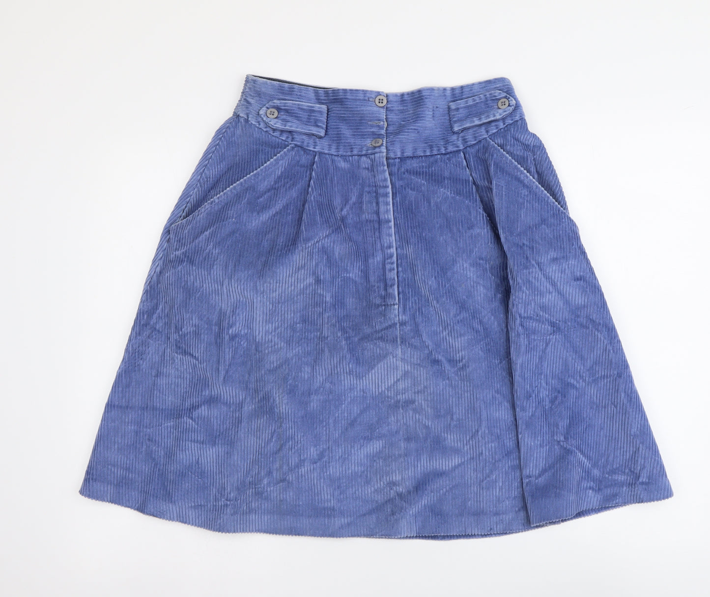 NEXT Womens Blue Cotton A-Line Skirt Size 14 Button