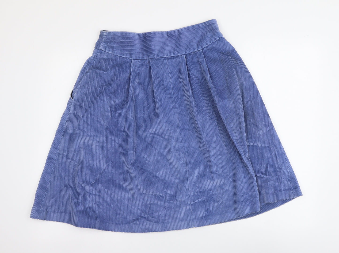 NEXT Womens Blue Cotton A-Line Skirt Size 14 Button