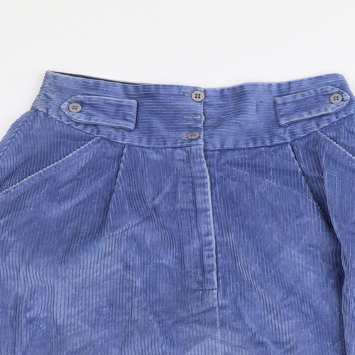 NEXT Womens Blue Cotton A-Line Skirt Size 14 Button