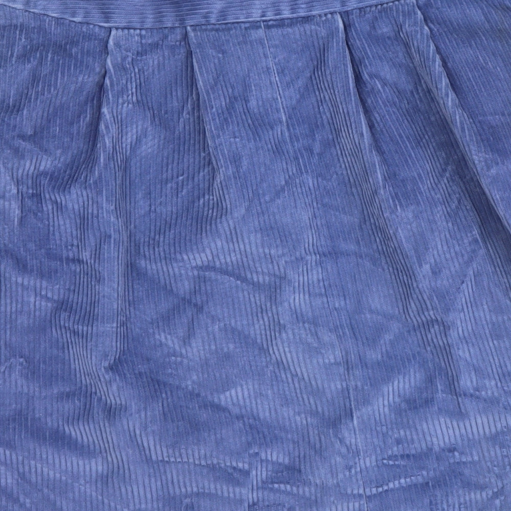 NEXT Womens Blue Cotton A-Line Skirt Size 14 Button