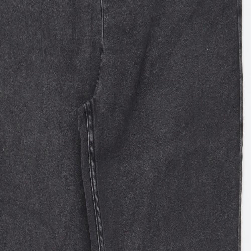 Marks and Spencer Womens Grey Cotton Straight Jeans Size 12 L31 in Regular Button