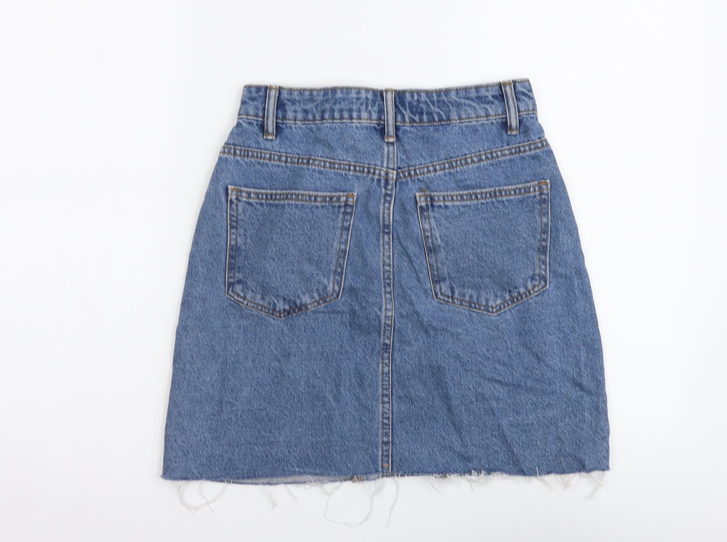Denim & Co. Womens Black Cotton Mini Skirt Size 6 Button