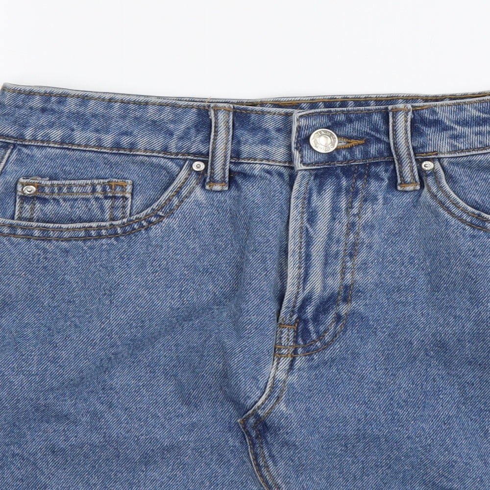 Denim & Co. Womens Black Cotton Mini Skirt Size 6 Button
