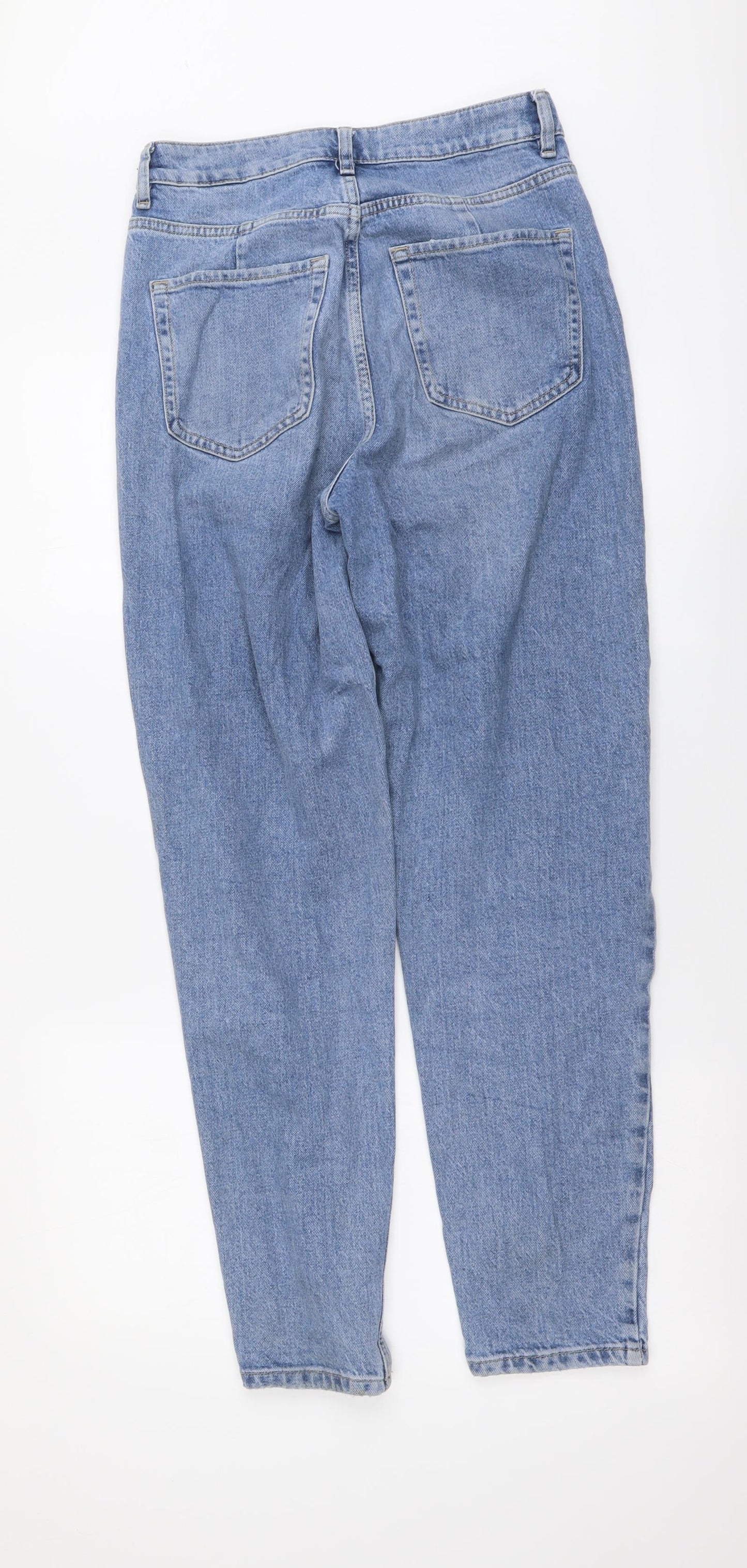 Marks and Spencer Womens Blue Cotton Mom Jeans Size 8 L29 in Regular Button
