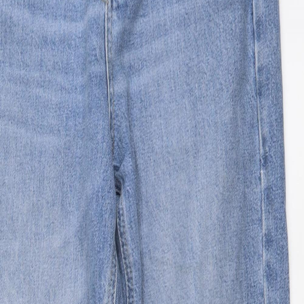 Marks and Spencer Womens Blue Cotton Mom Jeans Size 8 L29 in Regular Button