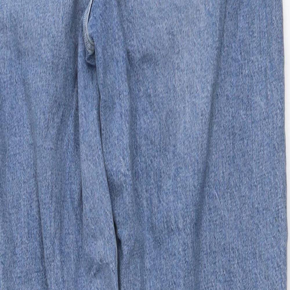 Marks and Spencer Womens Blue Cotton Mom Jeans Size 8 L29 in Regular Button