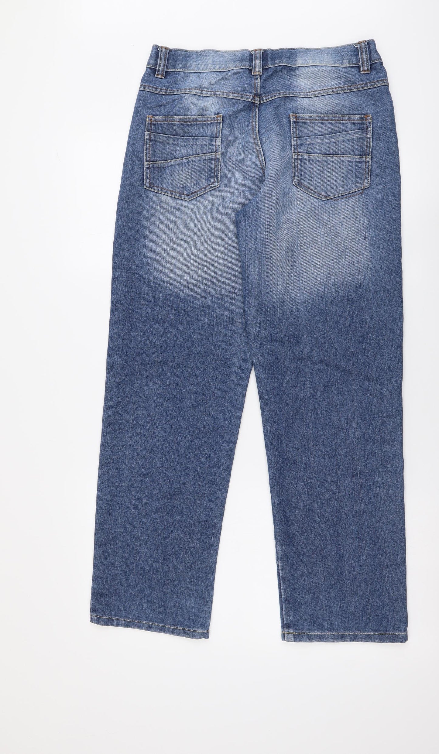 George Boys Blue Cotton Straight Jeans Size 13-14 Years Regular Button