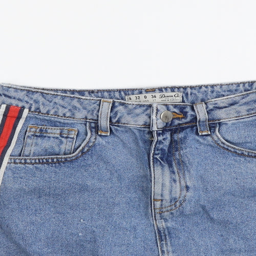 Denim & Co. Womens Blue Cotton Mini Skirt Size 4 Button