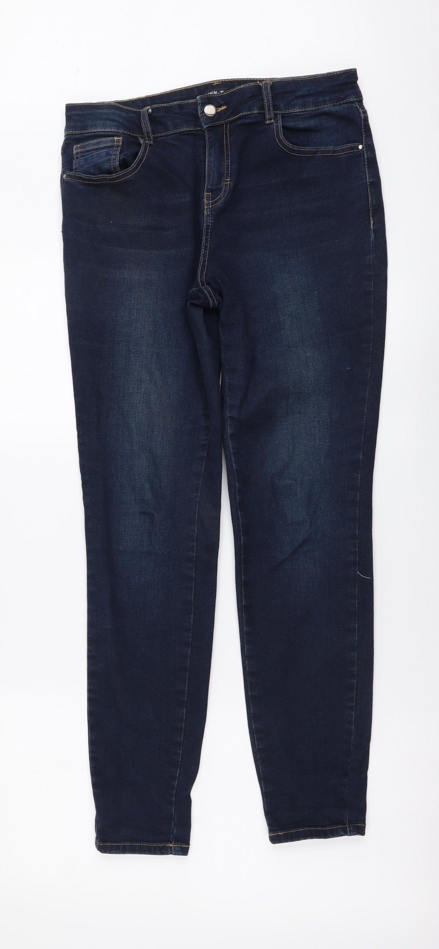 TU Womens Blue Cotton Skinny Jeans Size 12 L28 in Regular Button