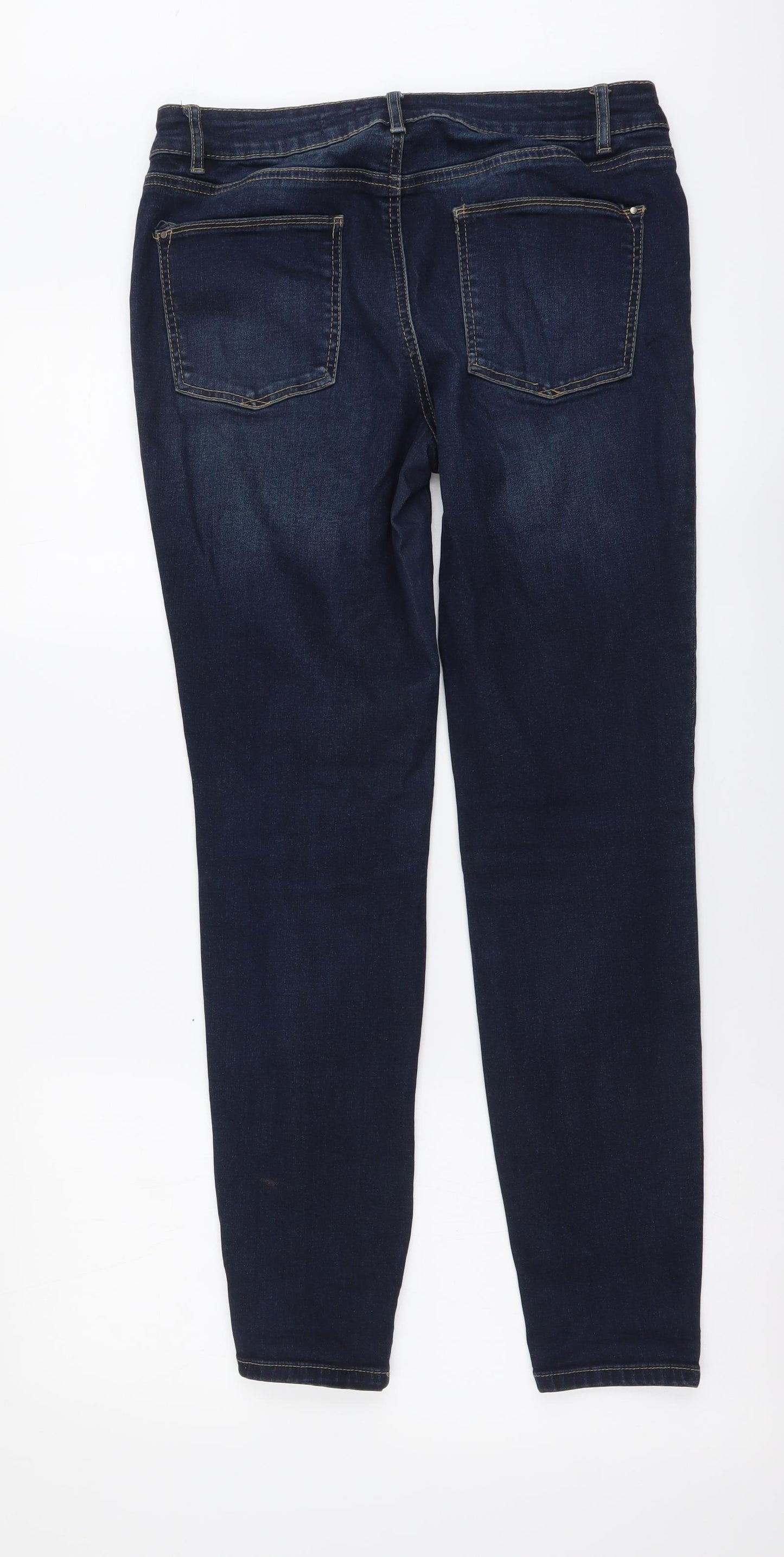 TU Womens Blue Cotton Skinny Jeans Size 12 L28 in Regular Button