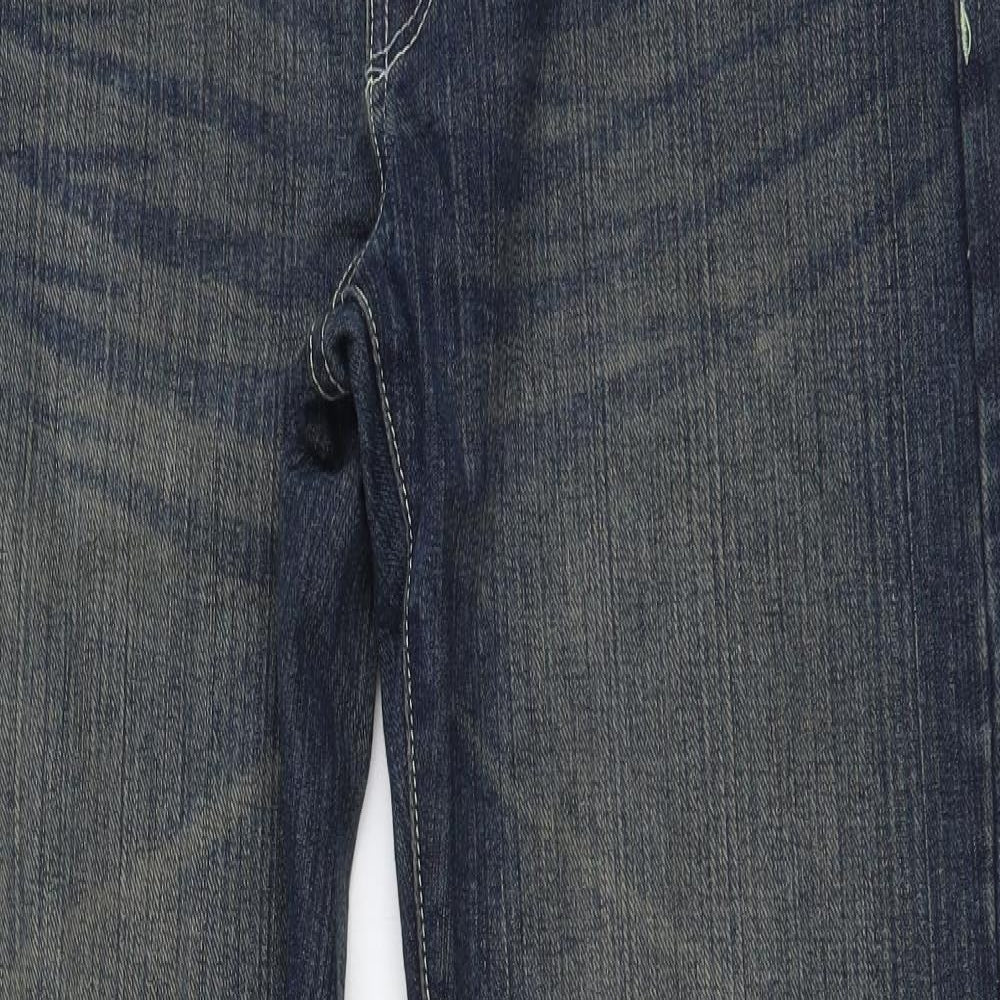 Blue Inc Mens Blue Cotton Bootcut Jeans Size 34 in L31 in Regular Button