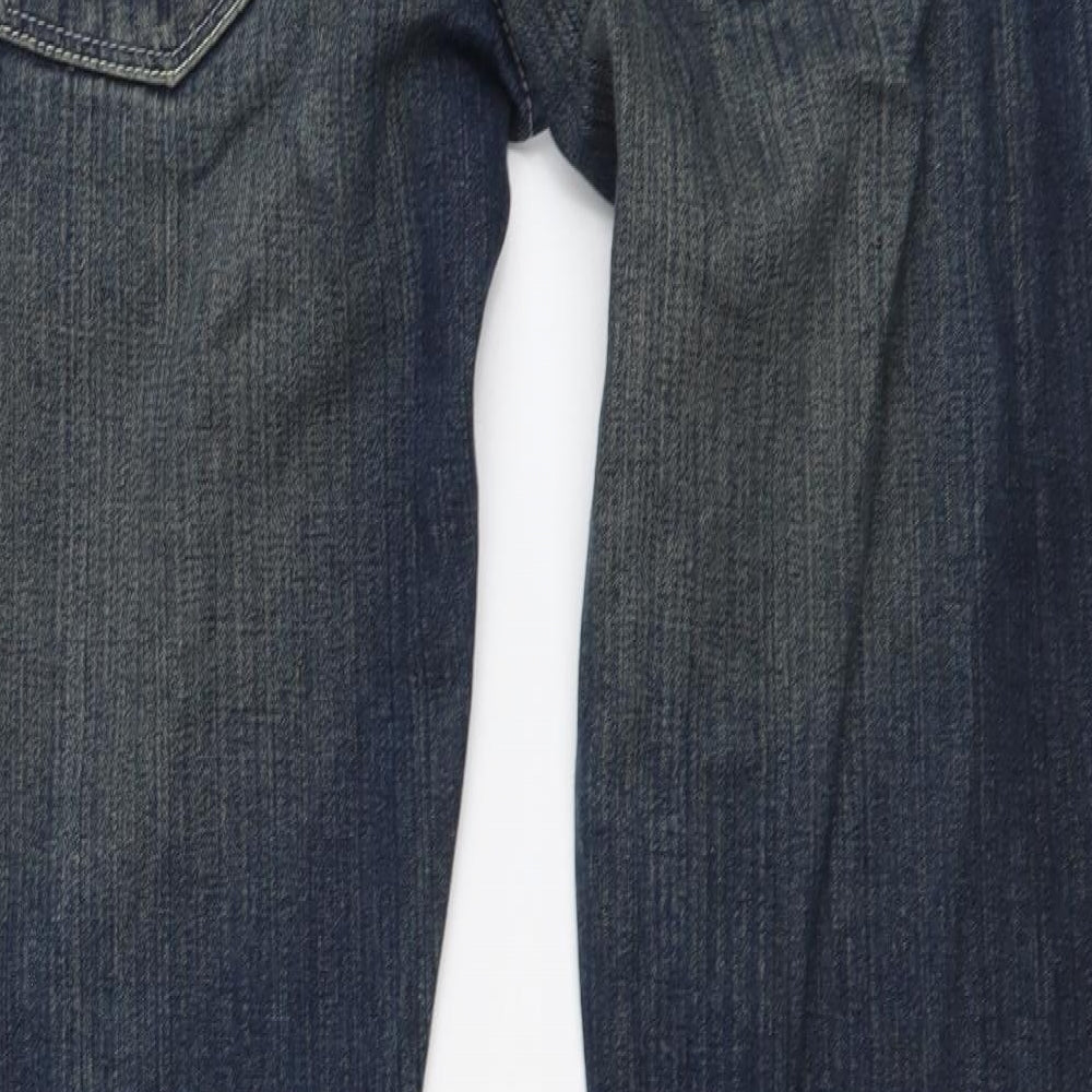 Blue Inc Mens Blue Cotton Bootcut Jeans Size 34 in L31 in Regular Button