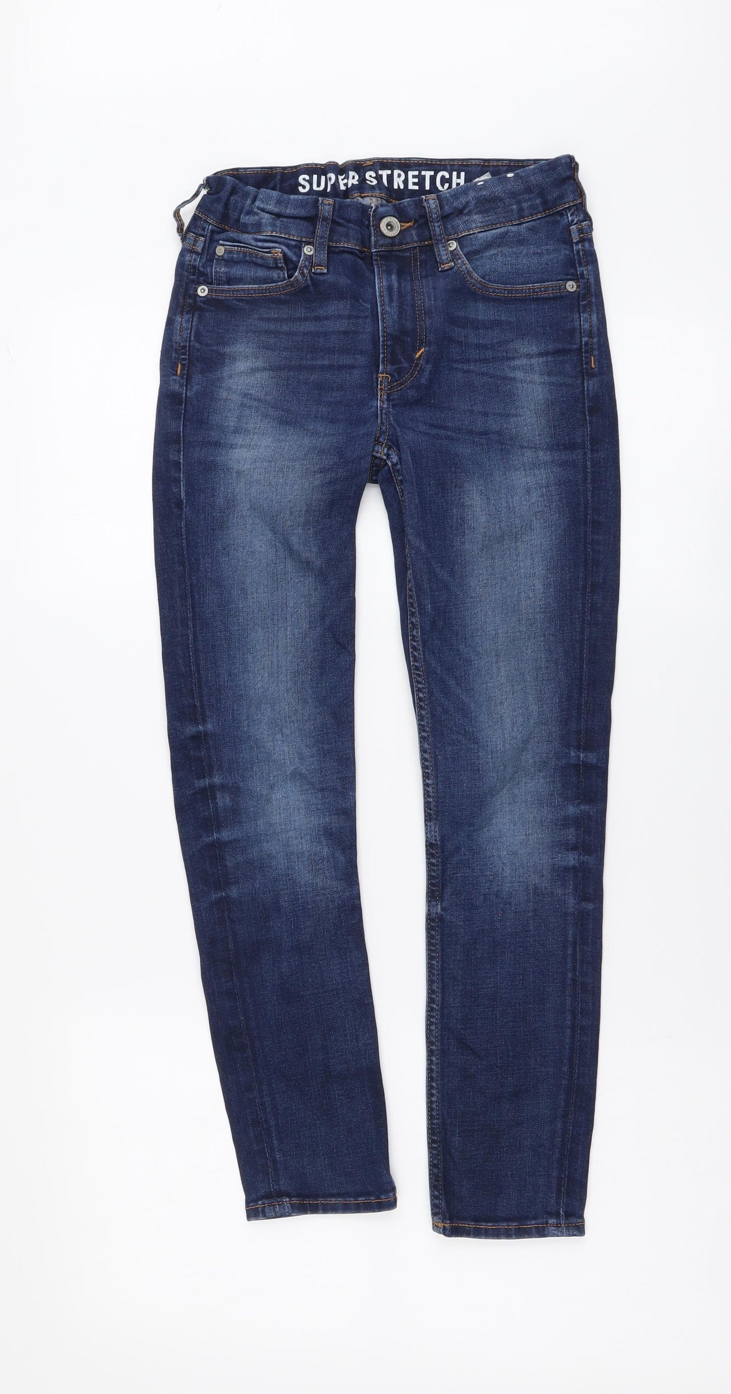 H&M Girls Blue Cotton Skinny Jeans Size 10-11 Years Regular Button