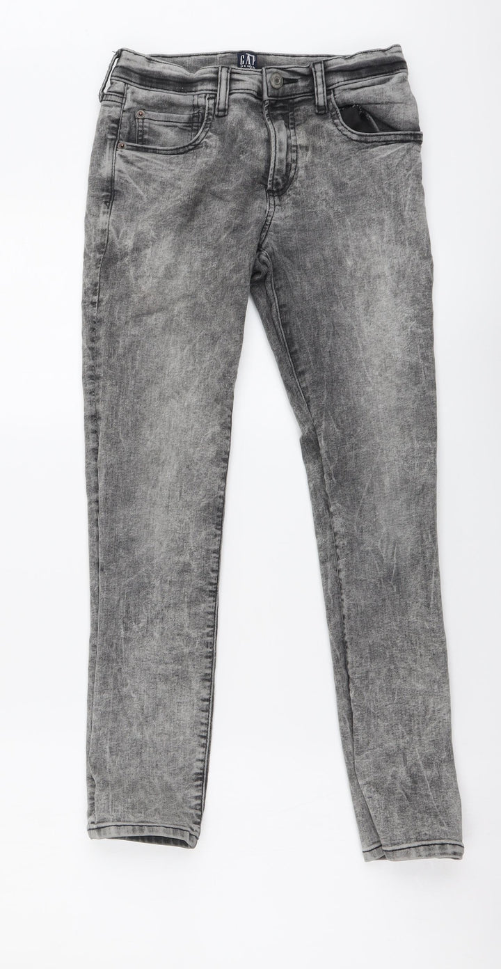 Gap Girls Grey Cotton Skinny Jeans Size 10-11 Years Regular Button