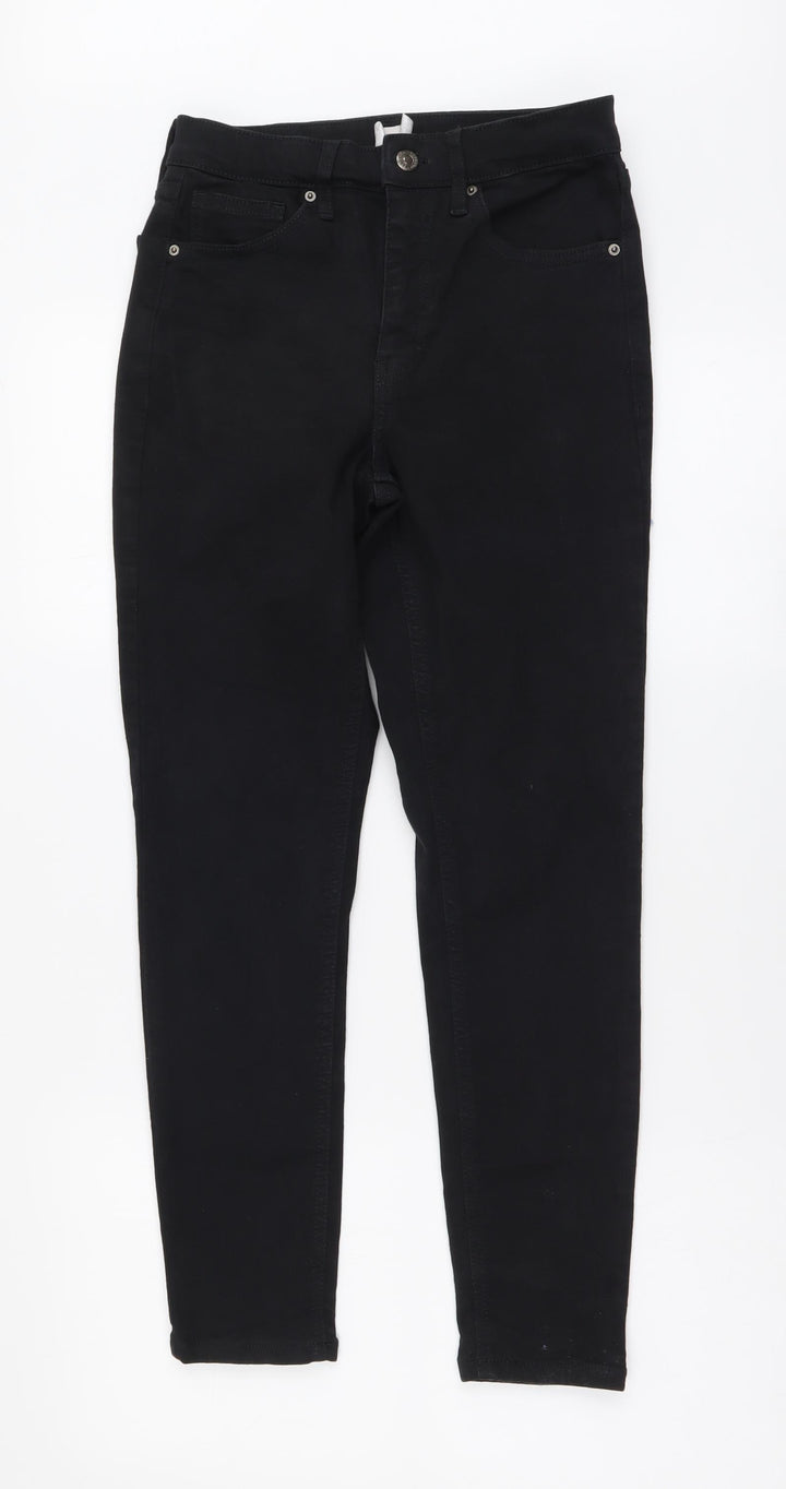 Topshop Womens Black Cotton Skinny Jeans Size 28 in L30 in Regular Button