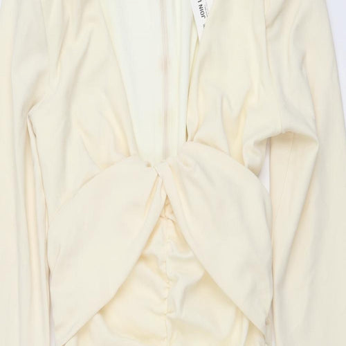 Zara Womens Ivory Polyester Mini Size M V-Neck Zip