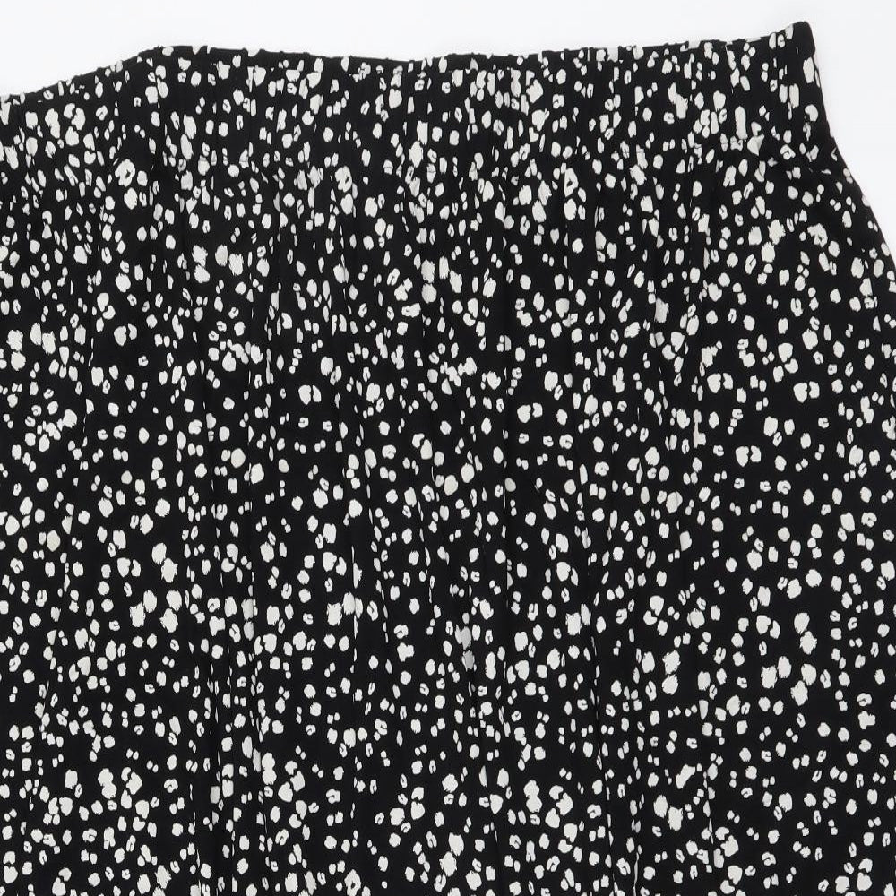 Marks and Spencer Womens Beige Geometric Viscose A-Line Skirt Size 24 Drawstring