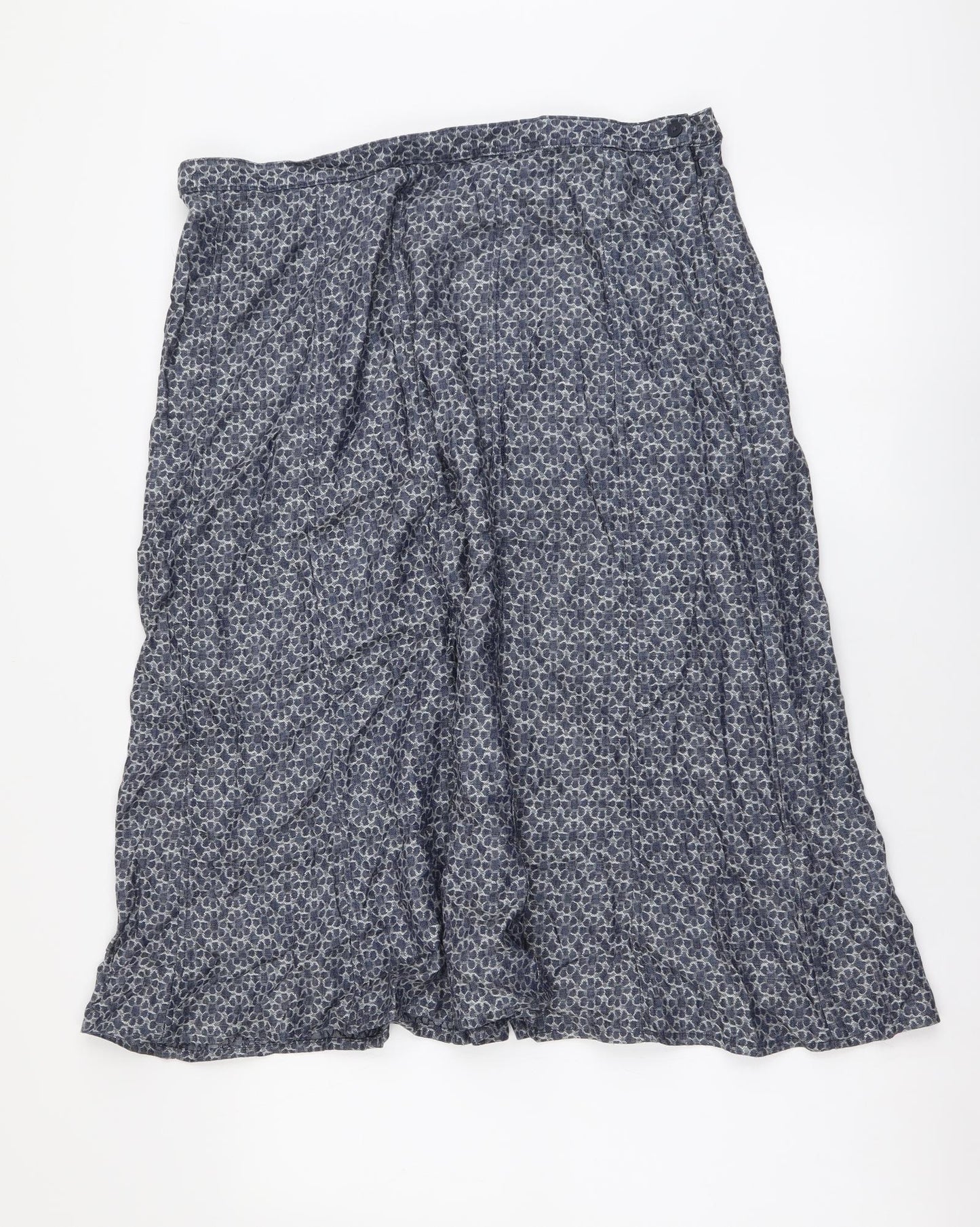 Marks and Spencer Womens Blue Geometric Lyocell A-Line Skirt Size 16 Zip