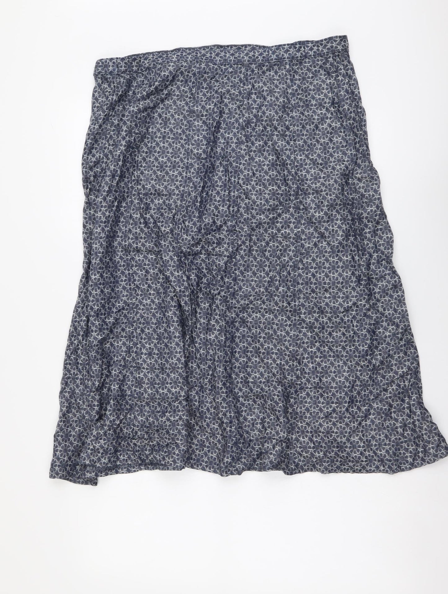 Marks and Spencer Womens Blue Geometric Lyocell A-Line Skirt Size 16 Zip
