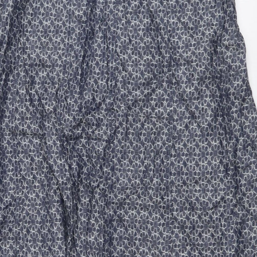Marks and Spencer Womens Blue Geometric Lyocell A-Line Skirt Size 16 Zip