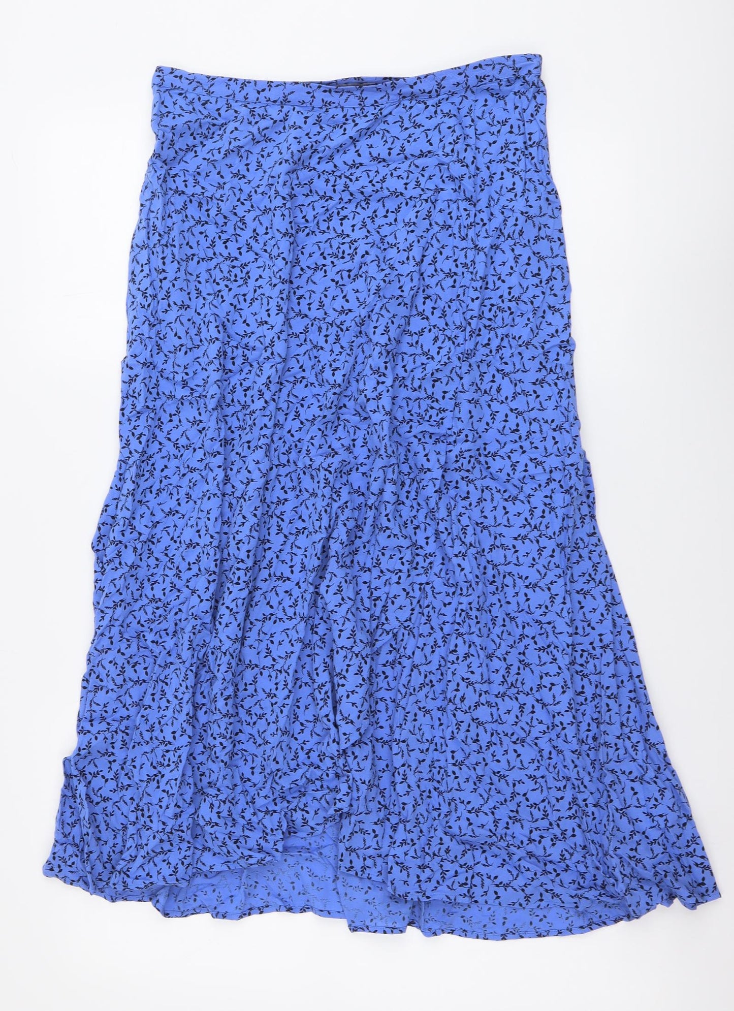 Marks and Spencer Womens Blue Geometric Polyester A-Line Skirt Size 10 Zip