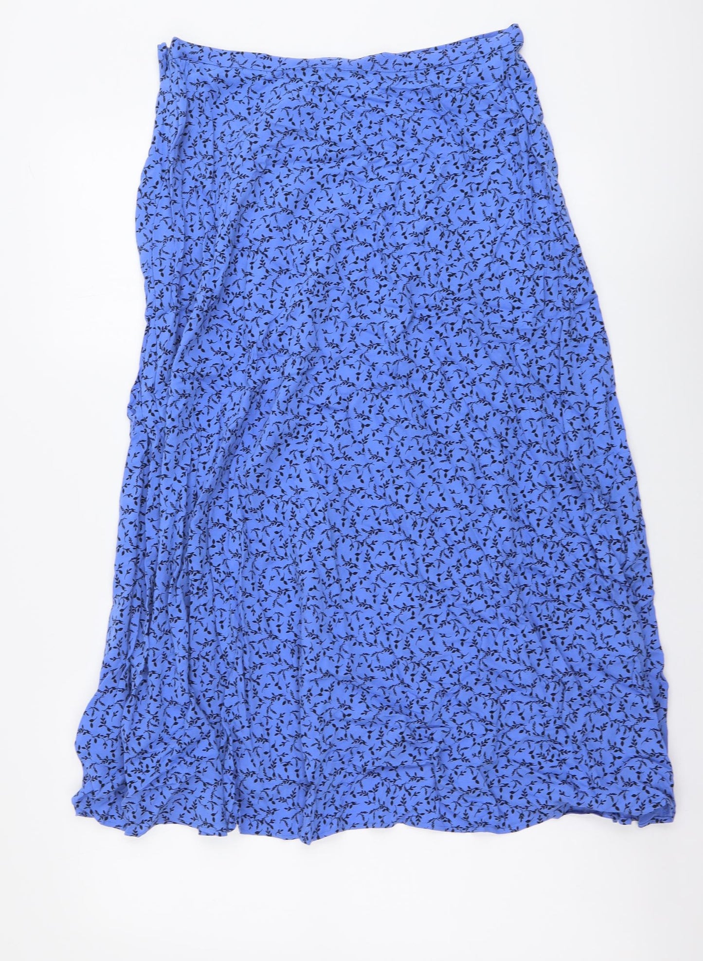 Marks and Spencer Womens Blue Geometric Polyester A-Line Skirt Size 10 Zip