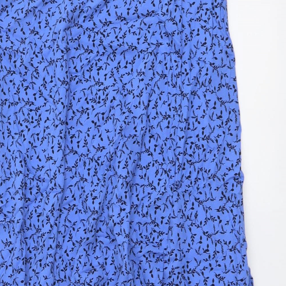 Marks and Spencer Womens Blue Geometric Polyester A-Line Skirt Size 10 Zip