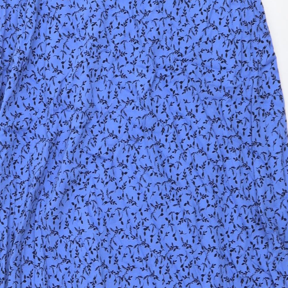 Marks and Spencer Womens Blue Geometric Polyester A-Line Skirt Size 10 Zip