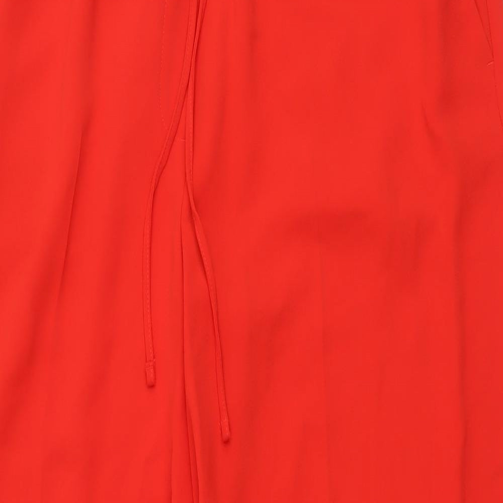 Marks and Spencer Womens Red Polyester Trousers Size 16 L28 in Regular Drawstring
