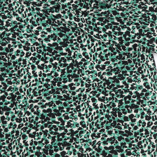 Marks and Spencer Womens Green Animal Print Viscose Basic Blouse Size 8 V-Neck