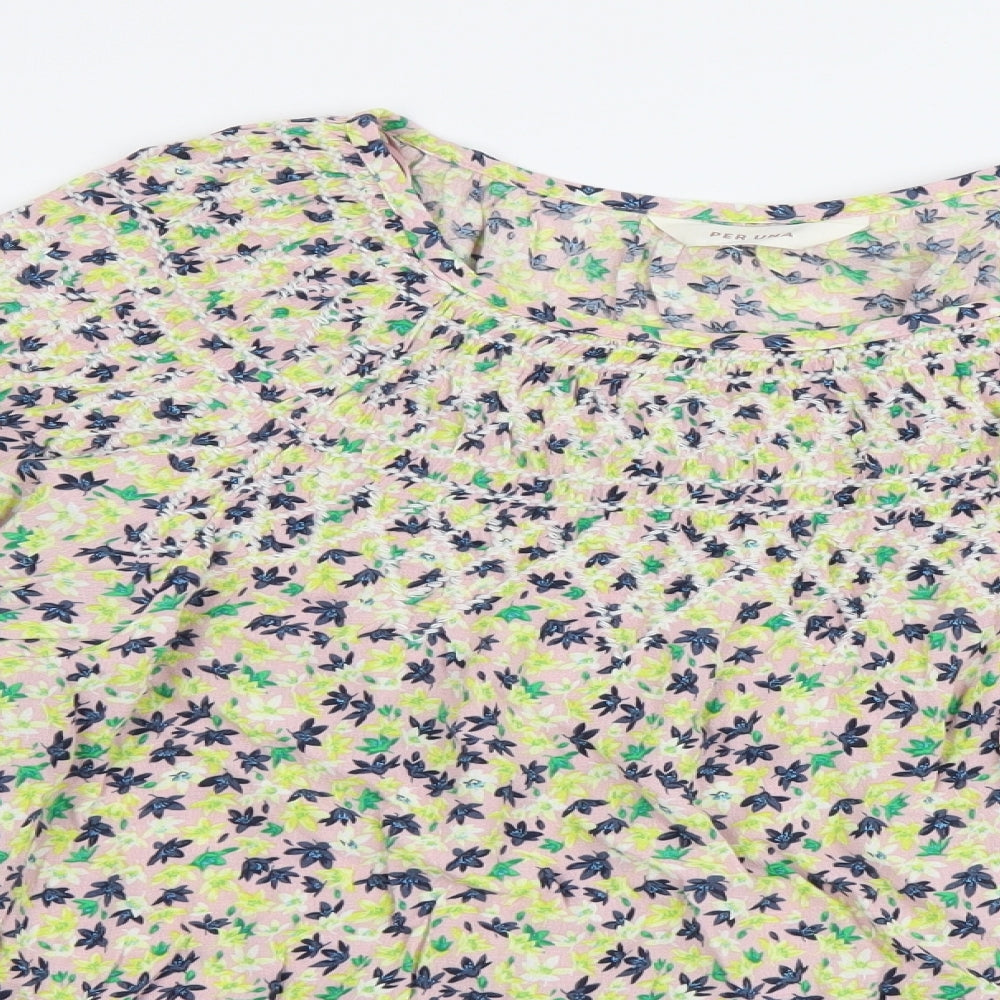 Marks and Spencer Womens Multicoloured Floral Polyester Basic Blouse Size 18 Round Neck