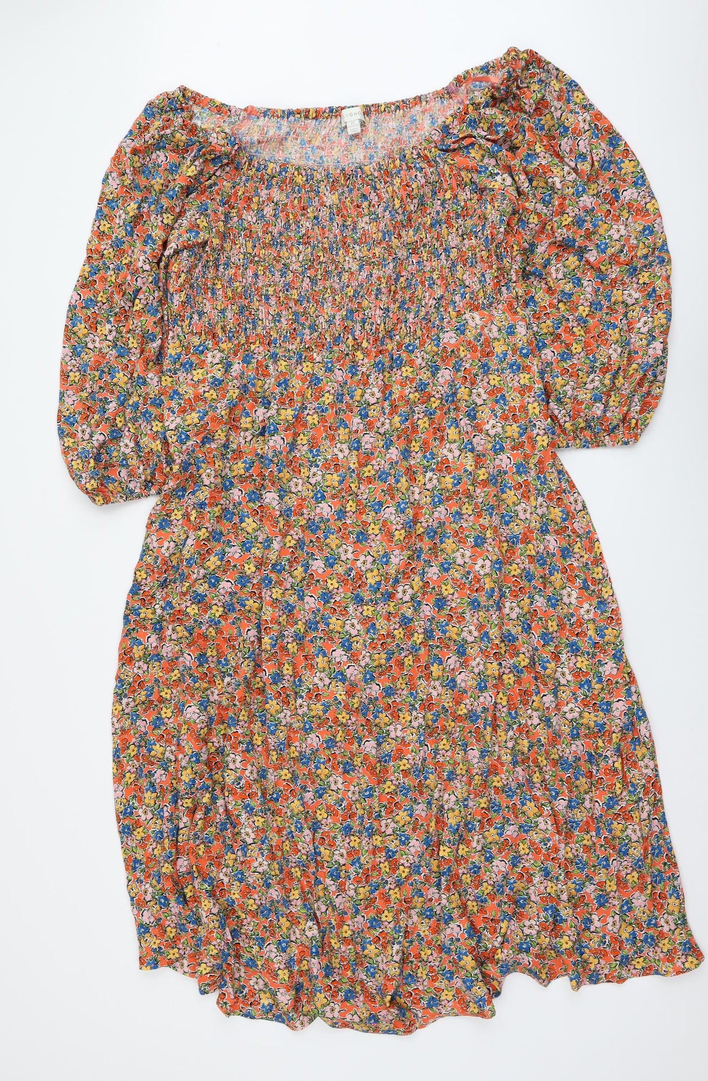 Marks and Spencer Womens Multicoloured Floral Viscose A-Line Size 20 Boat Neck Pullover