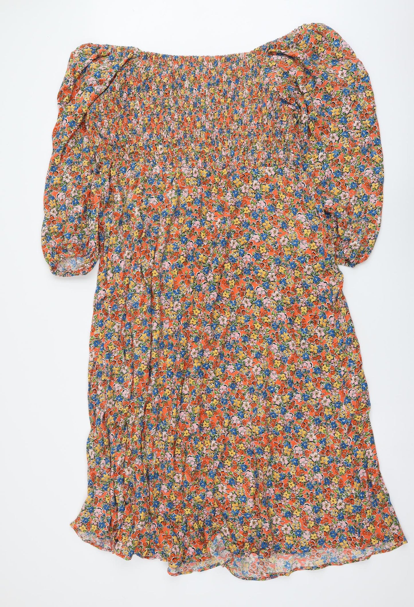 Marks and Spencer Womens Multicoloured Floral Viscose A-Line Size 20 Boat Neck Pullover