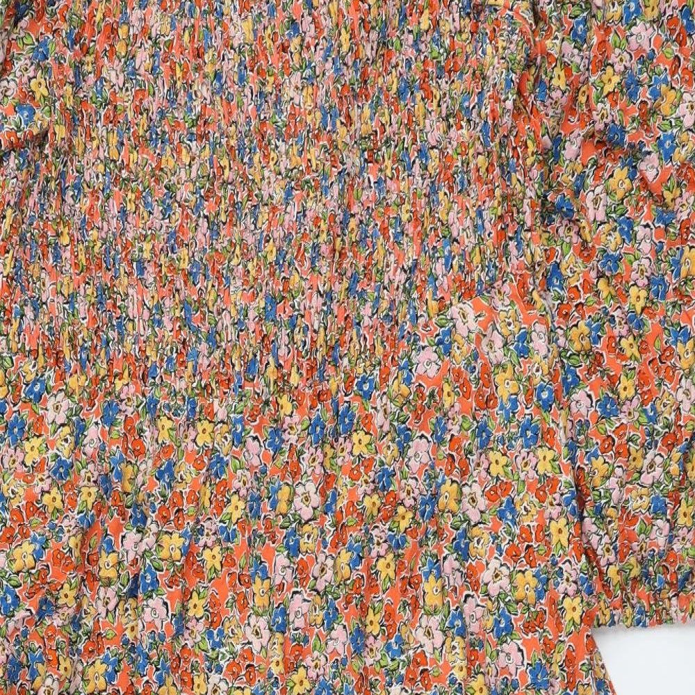 Marks and Spencer Womens Multicoloured Floral Viscose A-Line Size 20 Boat Neck Pullover