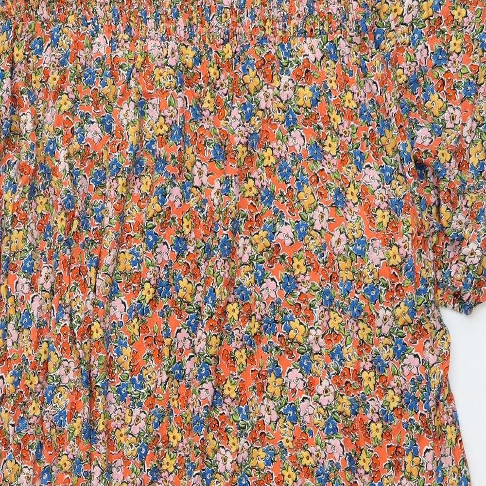 Marks and Spencer Womens Multicoloured Floral Viscose A-Line Size 20 Boat Neck Pullover