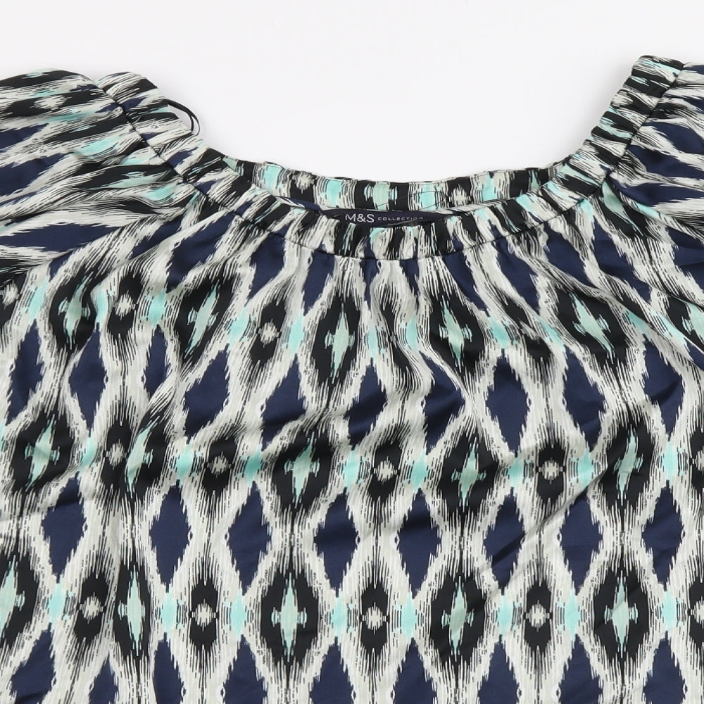 Marks and Spencer Womens Multicoloured Geometric Polyester Basic Blouse Size 24 Round Neck