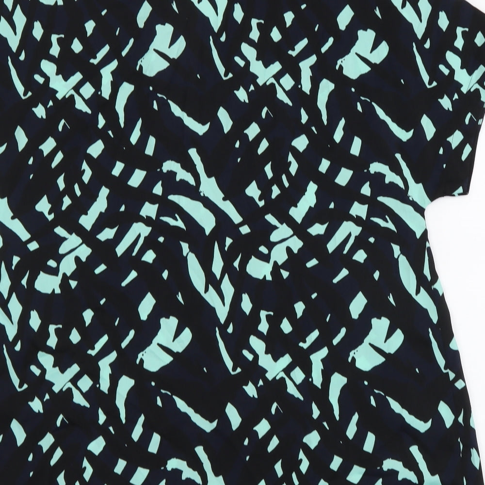 Marks and Spencer Womens Multicoloured Geometric Polyester Basic Blouse Size 8 V-Neck