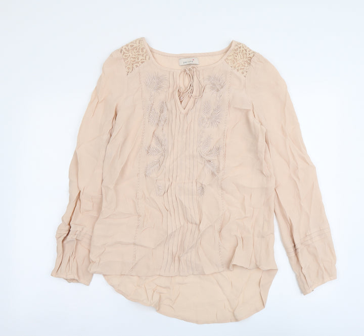 Per Una Womens Pink Polyester Basic Blouse Size 10 Round Neck