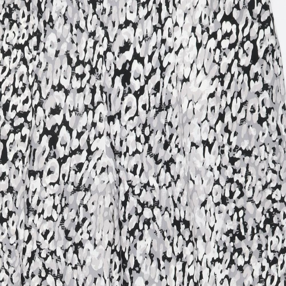 Marks and Spencer Womens Grey Animal Print Polyester Trousers Size 18 L29 in Regular Drawstring - Leopard pattern