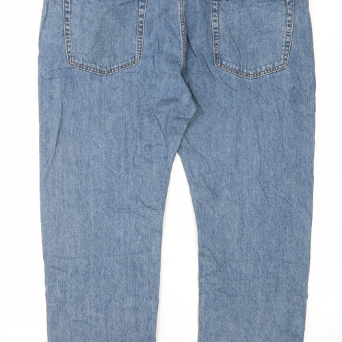 Marks and Spencer Mens Blue Cotton Straight Jeans Size 44 in L29 in Regular Button