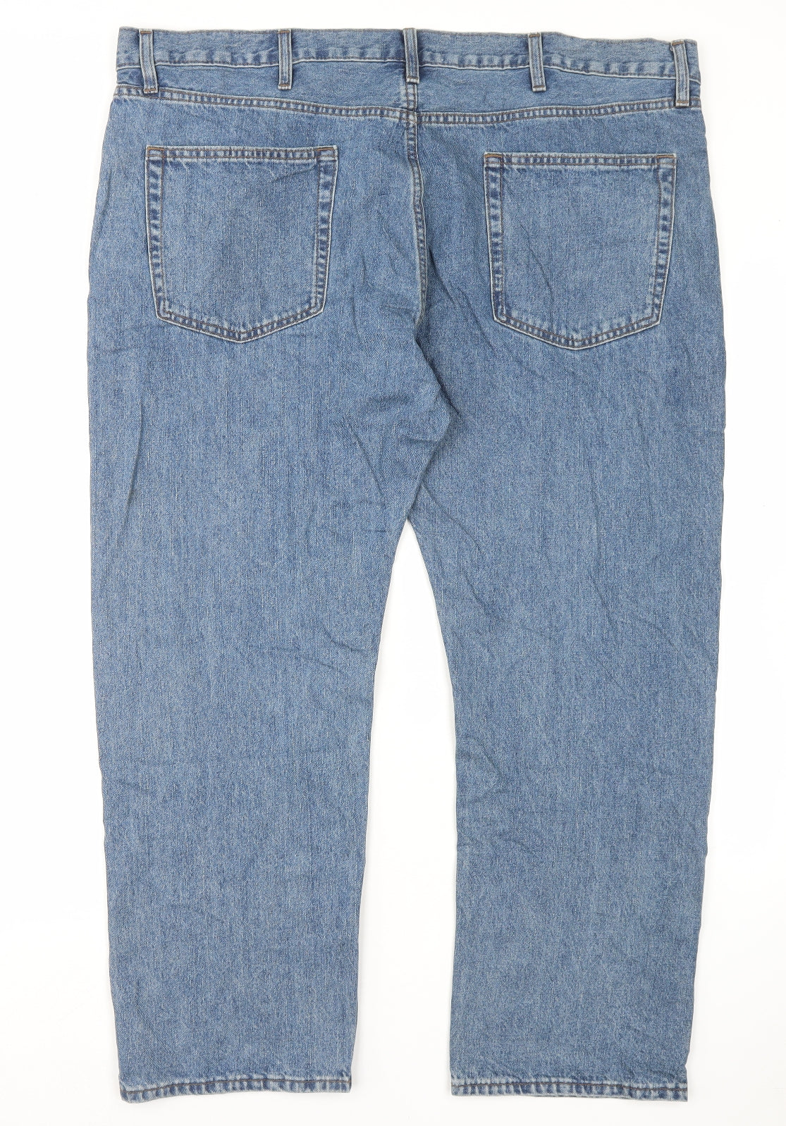 Marks and Spencer Mens Blue Cotton Straight Jeans Size 44 in L29 in Regular Button