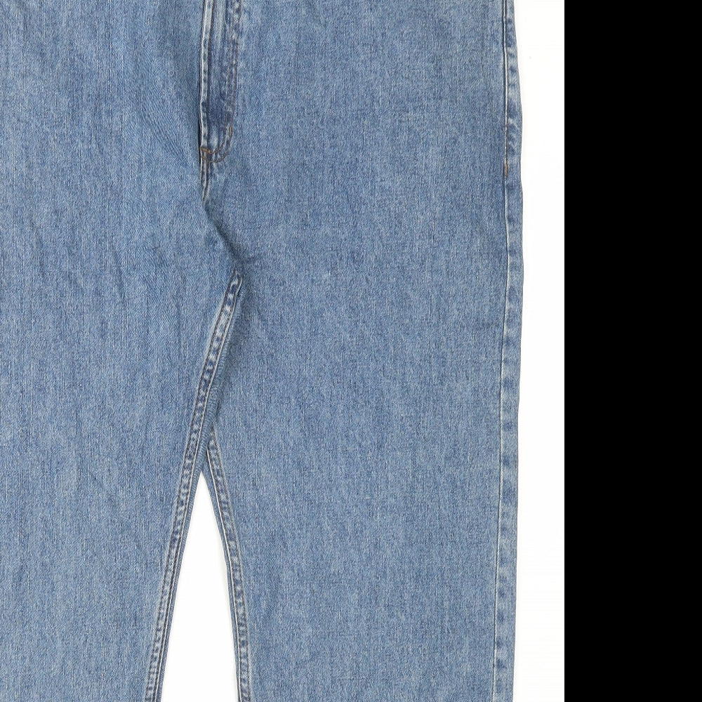 Marks and Spencer Mens Blue Cotton Straight Jeans Size 44 in L29 in Regular Button