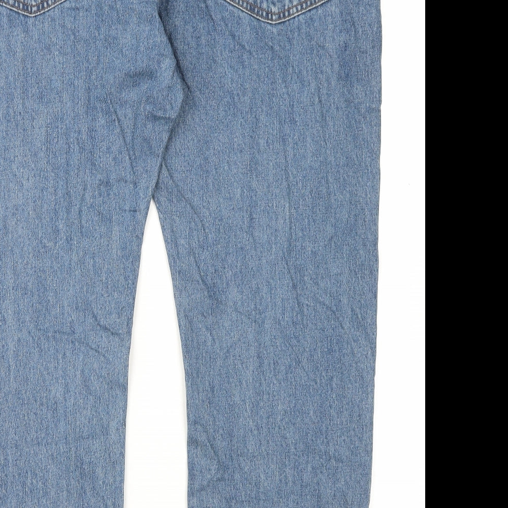 Marks and Spencer Mens Blue Cotton Straight Jeans Size 44 in L29 in Regular Button