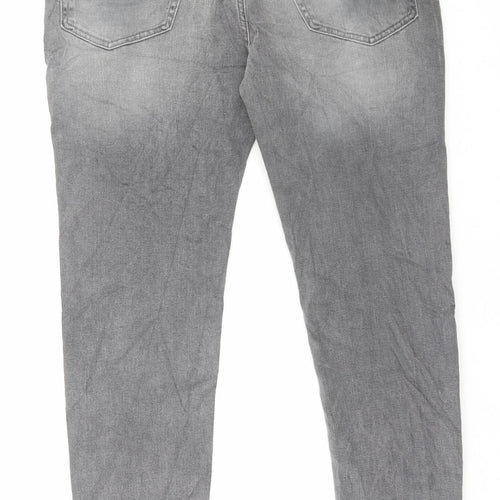 Marks and Spencer Mens Grey Cotton Skinny Jeans Size 34 in L31 in Regular Button