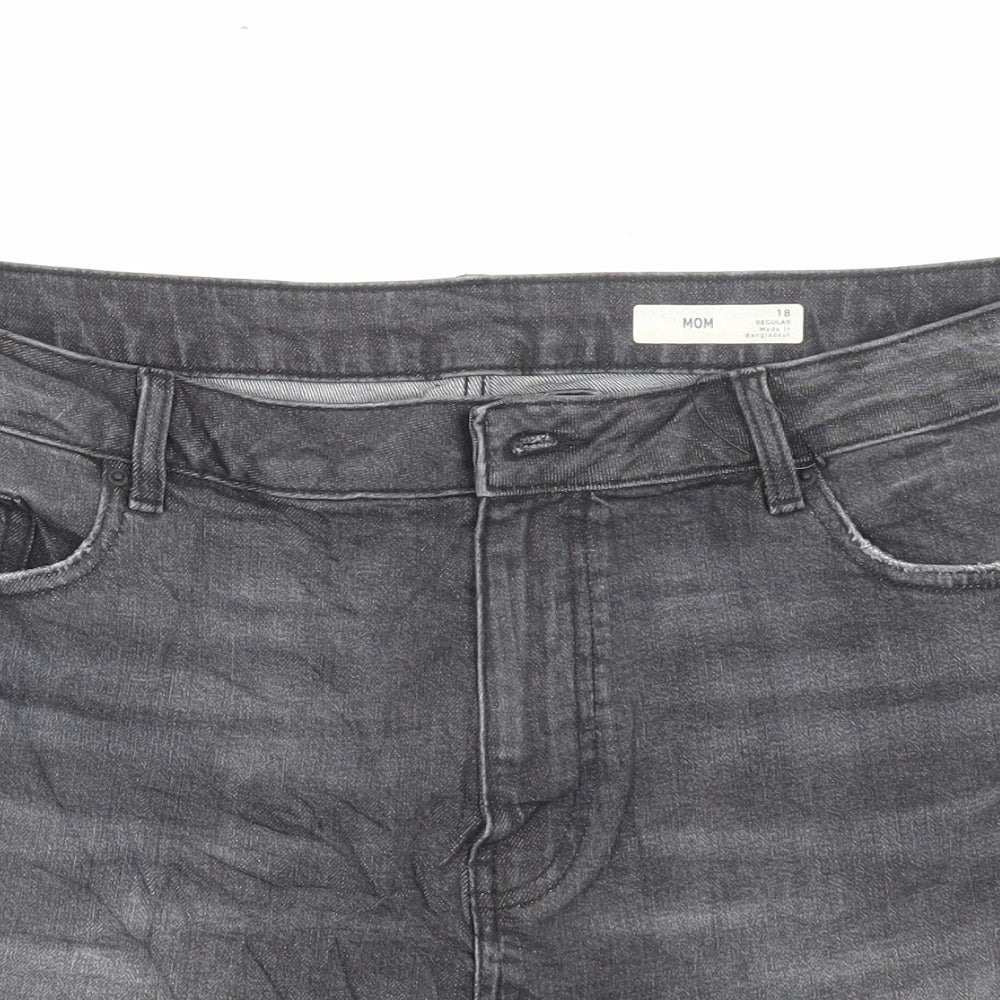 Marks and Spencer Womens Black Cotton Mom Shorts Size 18 L3 in Regular Button