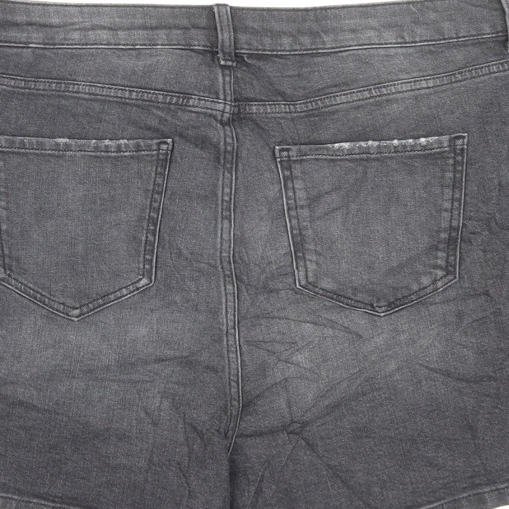 Marks and Spencer Womens Black Cotton Mom Shorts Size 18 L3 in Regular Button