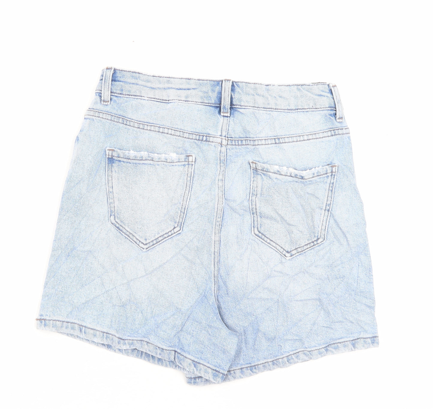 Marks and Spencer Womens Beige Cotton Mom Shorts Size 8 L4 in Regular Button